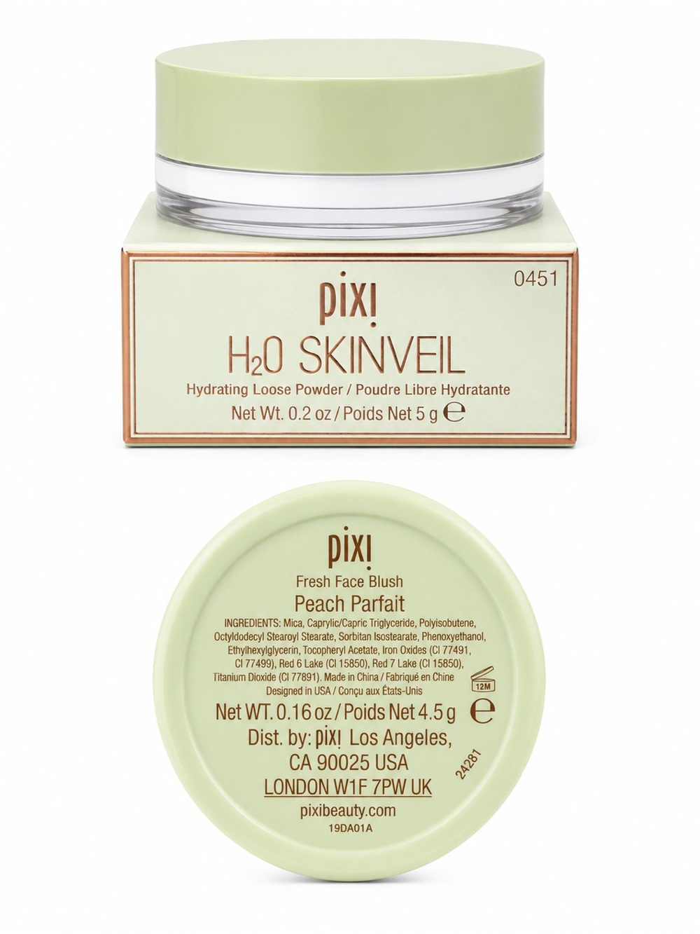 Pixi H2O Skinveil Hydrating Loose Powder Jar in Light Green